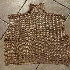 Gold Knit Turtleneck sleeveless Sweater